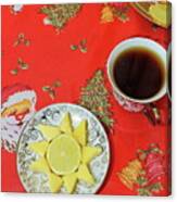 On The Eve Of Christmas. Tea Drinking With Cheese. #2 Canvas Print