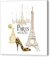 Paris - Ooh La La Fashion Eiffel Tower Chandelier Perfume Bottle Canvas Print