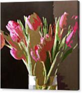 Pink Tulips In Glass Canvas Print