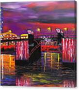 Portland City Lights Over Morrison Bridge 3 #1 Canvas Print