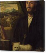Portrait Of A Man With A Dog #1 Canvas Print