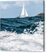 Sailboat And High Seas - Pilllsbury Sound Canvas Print