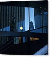 Silhouetted Woman In Business Complex #1 Canvas Print