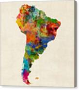 South America Watercolor Map #1 Canvas Print