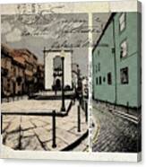 Stylish Retro Postcard Of Porto #6 Canvas Print
