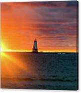 Sunset And Lighthouse Canvas Print