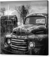 Vintage Classic Ford Pickup Truck In Black And White Canvas Print