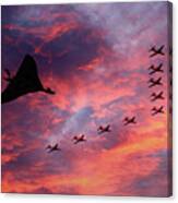 Vulcan Xh558 And Red Arrows Canvas Print