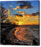 Winter Sunset On A Chesapeake Bay Beach #1 Canvas Print