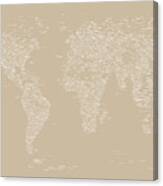 World Map Of Cities #1 Canvas Print