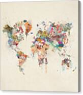 World Map Watercolor #1 Canvas Print