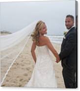 Wedding Pictures On Beach With Happy Couple #13 Canvas Print
