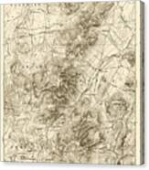 1894 Lake Placid Geological Survey Map Adirondacks Sepia Canvas Print