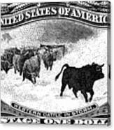 1898 Western Cattle In Storm Stamp Canvas Print