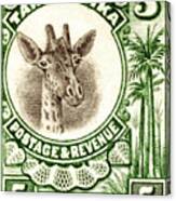 1922 East African Giraffe Stamp Canvas Print