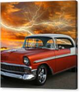 1956 Chevy In Lightening Storm Canvas Print