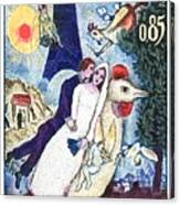 1963 France Chagall Les Maries De La Tour Eiffel Stamp Canvas Print