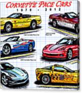 1978 - 2012 Indy 500 Pace Car Corvettes Canvas Print