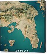 Attica Greece 3d Render Satellite View Topographic Map #2 Canvas Print