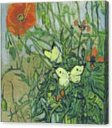 Butterflies And Poppies #2 Canvas Print