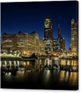 Chicago River And Skyline At Dawn #2 Canvas Print