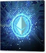Cryptocurrency Hologram And Circuit Board #2 Canvas Print