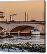 Flagler Bridge In Lights Panorama #2 Canvas Print
