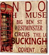 London Vintage Poster Red Canvas Print