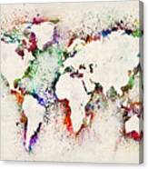 Map Of The World Paint Splashes Canvas Print