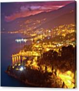 Opatija Riviera Bay Evening Panoramic View #2 Canvas Print