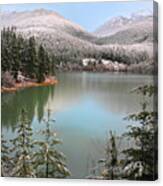Snowy Green Lake Sunset Whistler B.c Canada #2 Canvas Print