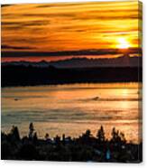 Sunset Over Hail Passage On The Puget Sound #2 Canvas Print