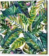 Tropical Green Leaves Pattern Canvas Print