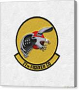 27th Fighter Squadron - 27 Fs Patch Over White Leather Canvas Print