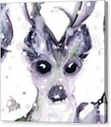 3 Snowy Deer Canvas Print