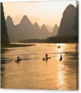 Sunset On The Li River #3 Canvas Print