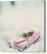 Toy Cadillac In The Snow #3 Canvas Print