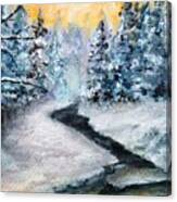 Winter Aceo Original Painting  #2 Canvas Print