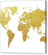 World Map Gold Foil #3 Canvas Print