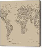 World Map Of Cities #3 Canvas Print