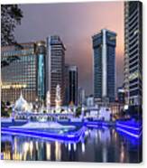 The Office Buildings Reflects In The Water Of The Klang River In #4 Canvas Print
