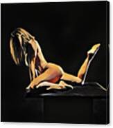 7038s-amg Watercolor Of Beautiful Mature Nude Woman Canvas Print