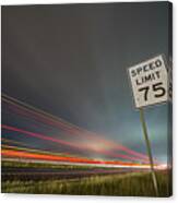 75np Speed Limit Sign At Night Next To Afreeway At Night Canvas Print