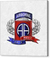 82nd Airborne Division 100th Anniversary Insignia Over White Leather Canvas Print