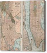 Vintage Map Of New York City  #9 Canvas Print