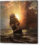 A Clipper At Sunset Canvas Print