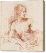 A Female Nude Looking To The Right Half Length Resting Her Right Arm On A Cushion Canvas Print