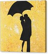 A Kiss Under Umbrella Canvas Print