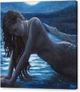 A Mermaid In The Moonlight - Love Is Mystery Canvas Print