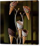 A Rack Of Five Fancy Waffle Ice Creame Cones Canvas Print